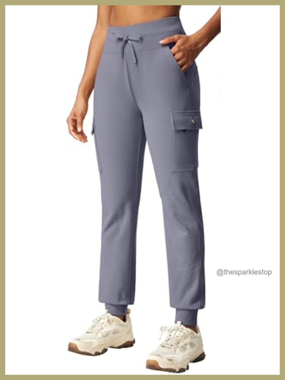 Fleece Lined Cargo Joggers High Waist Athletic Pants Hiking Sweatpants with